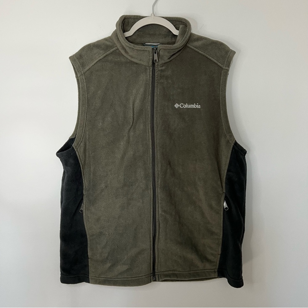 Men’s Columbia Gray fleece zip up vest size large L